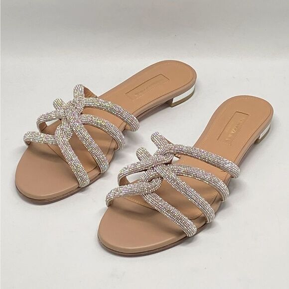 Aquazzura Moondust Crystal-Embellished Sandals size 35.5 - Picture 5 of 16